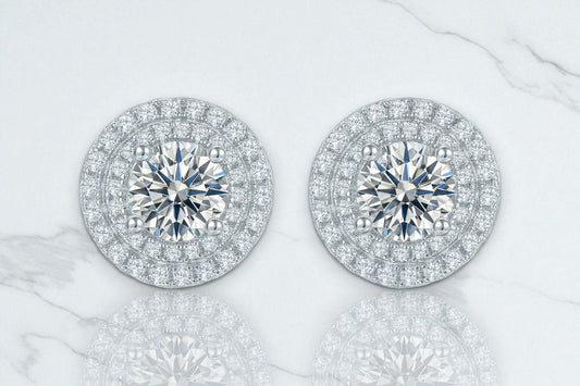 Double Halo Moissanite Studs 1ct TDW