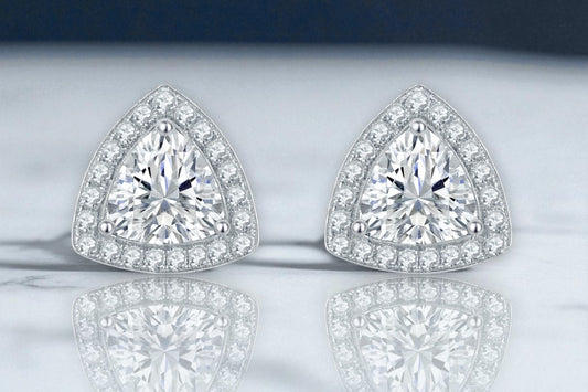 Renrosa Trillion Halo Moissanite Studs 1ct TDW