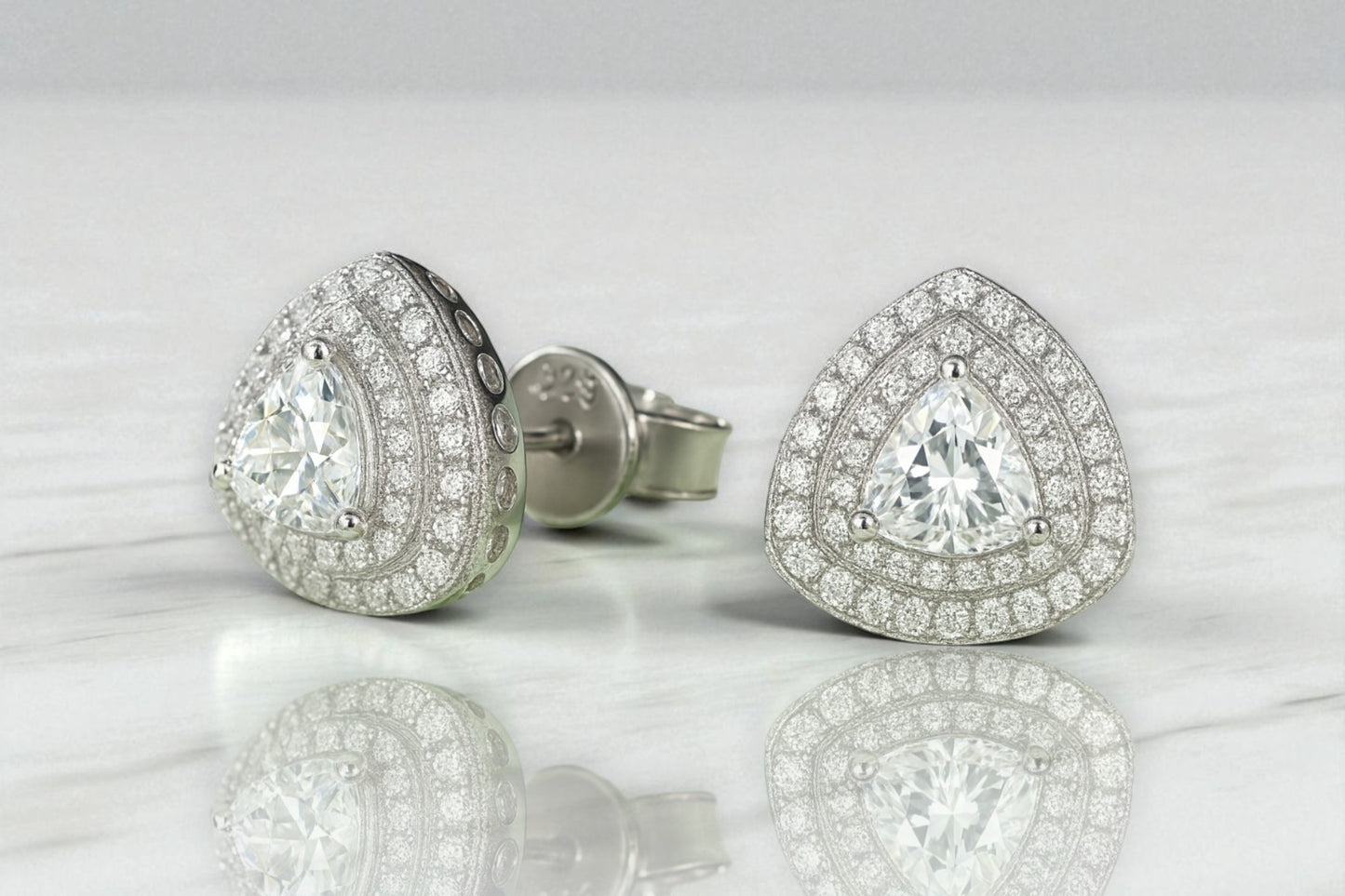 Renrosa Trillion Halo Moissanite Studs 1ct TDW