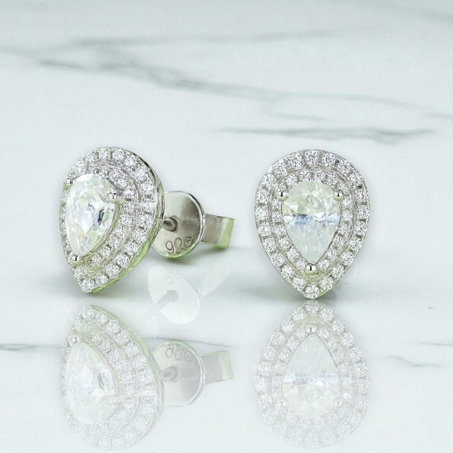 Aurelia Pear Halo Studs 1ct TDW