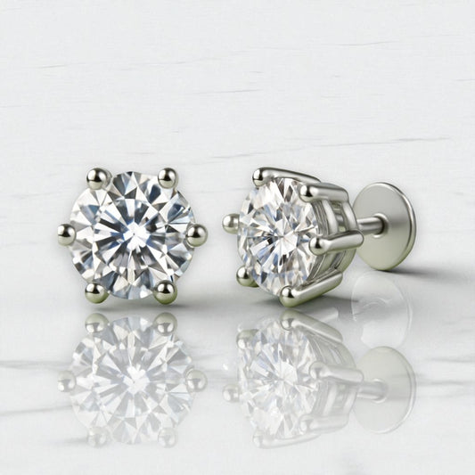 Signature Moissanite Solitaire Studs 1ct TDW