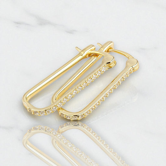 Roma Pavé Paperclip Hoops