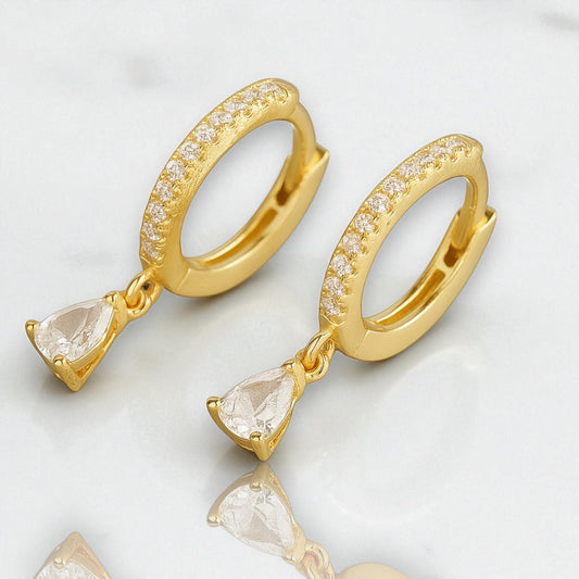 Pear Drop Hoop Earrings
