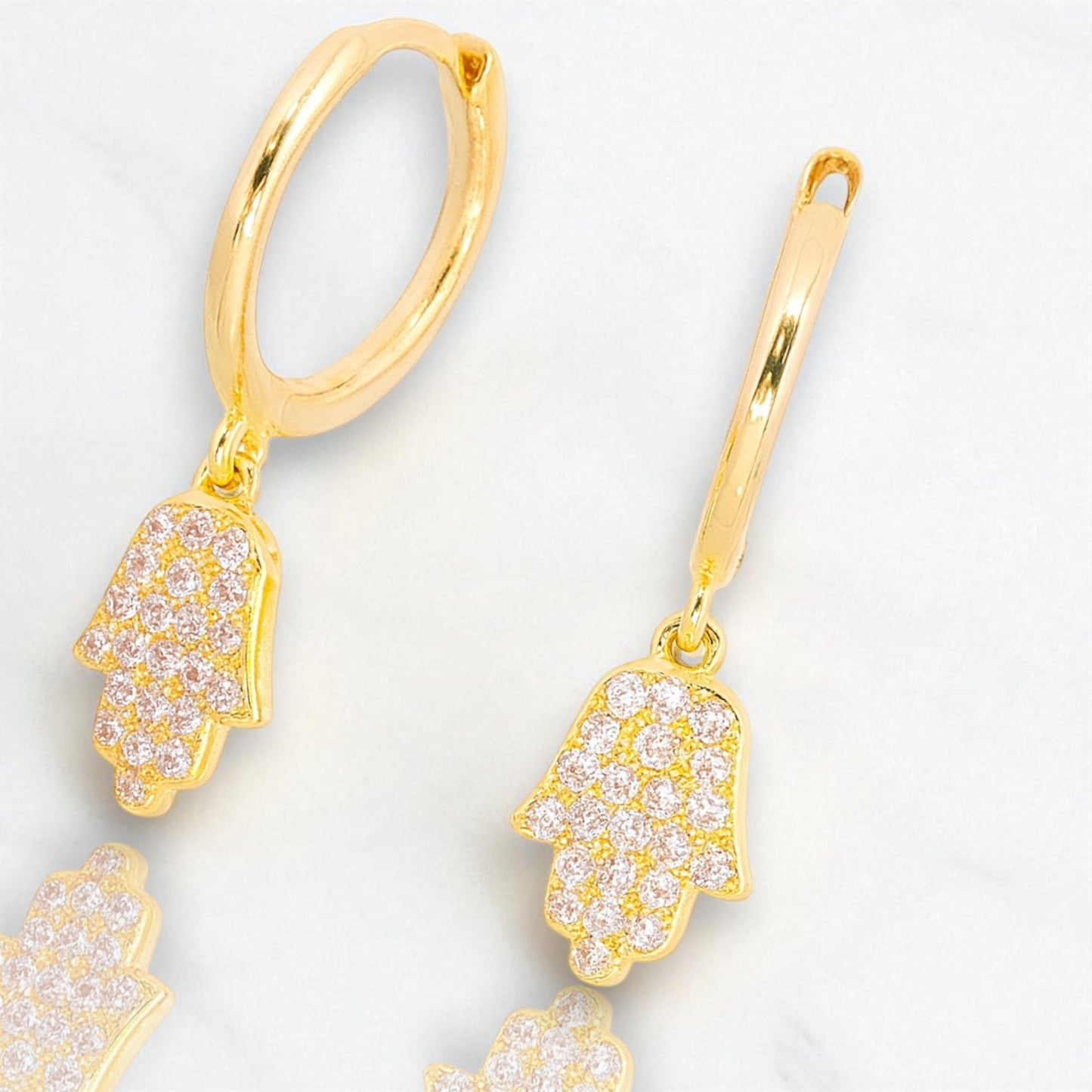 Aura Hamsa Pavé Huggies