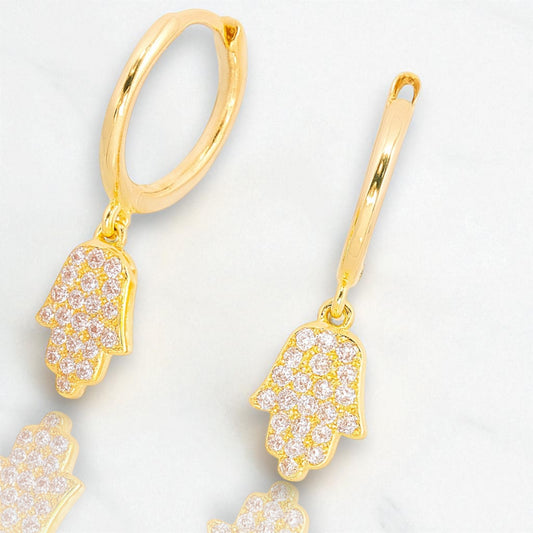 Aura Hamsa Pavé Huggies