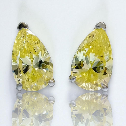 Canary & Ice-Lilac Pear Studs