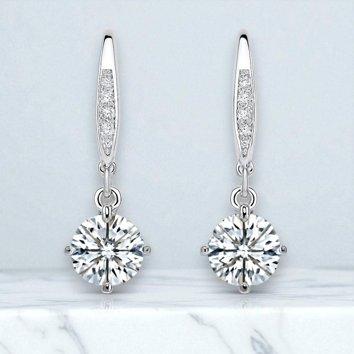 Lumière Pavé Bar Drop Earrings 1ct