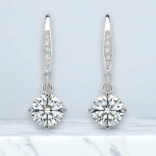 Lumière Pavé Bar Drop Earrings 1ct