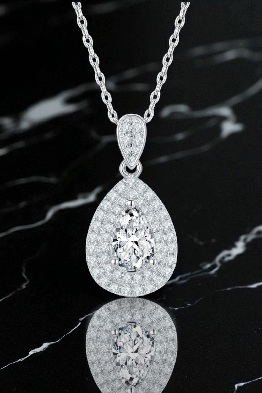 1ct Eternal Teardrop Halo Pendant