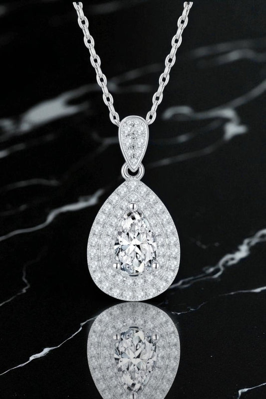 1ct Eternal Teardrop Halo Pendant