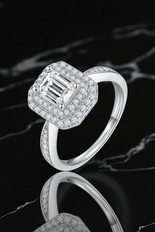 Emerald-Cut Double Halo Ring