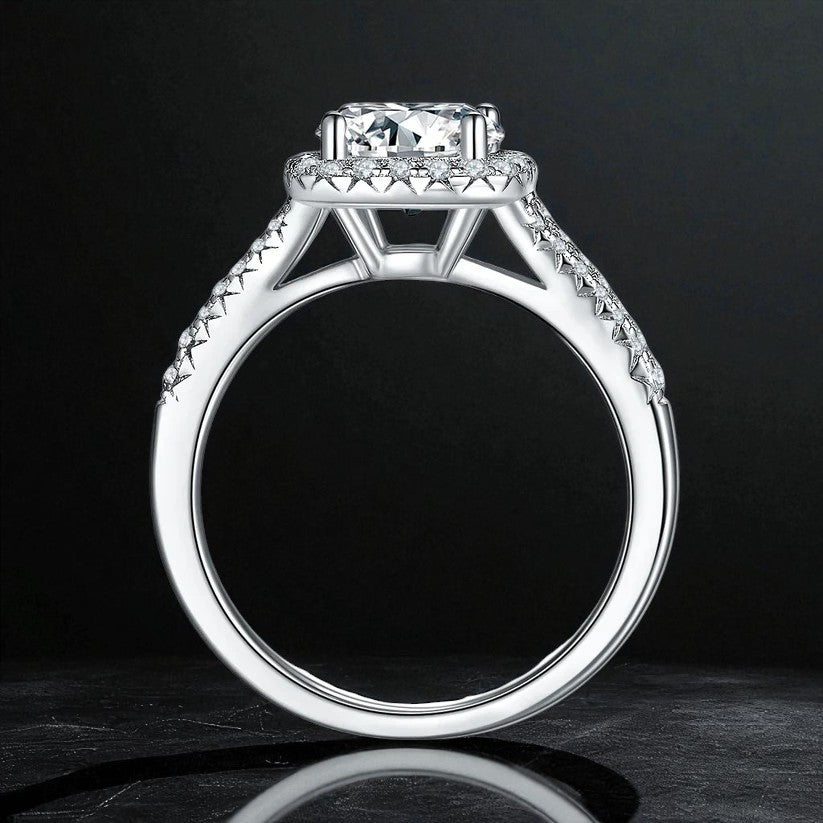 Round Halo Split Shank Ring 1.5ct