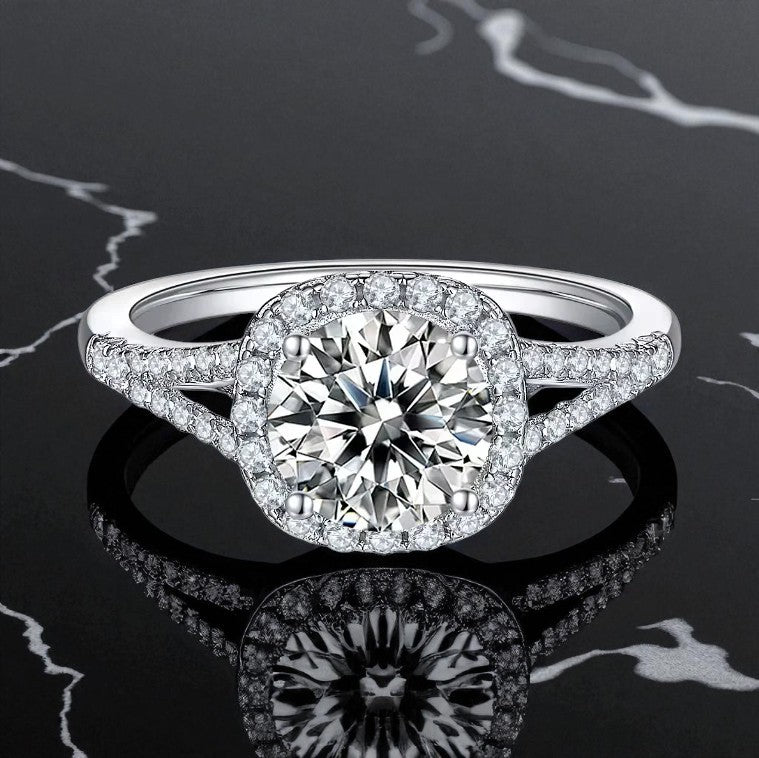 Round Halo Split Shank Ring 1.5ct