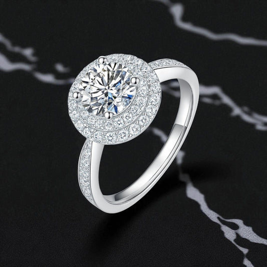 Round-Cut Double Halo Diamond Ring 1ct
