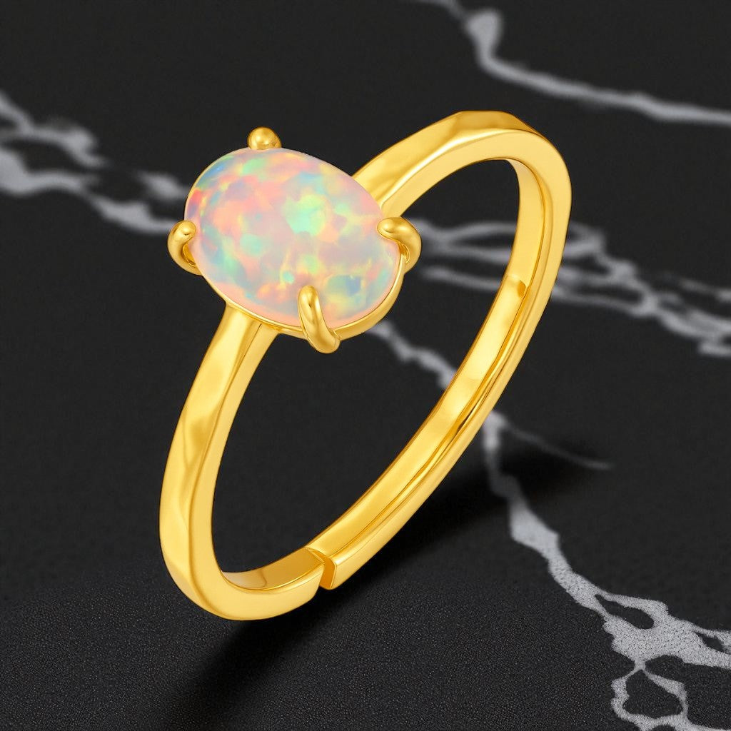 Oval Opal Solitaire Ring