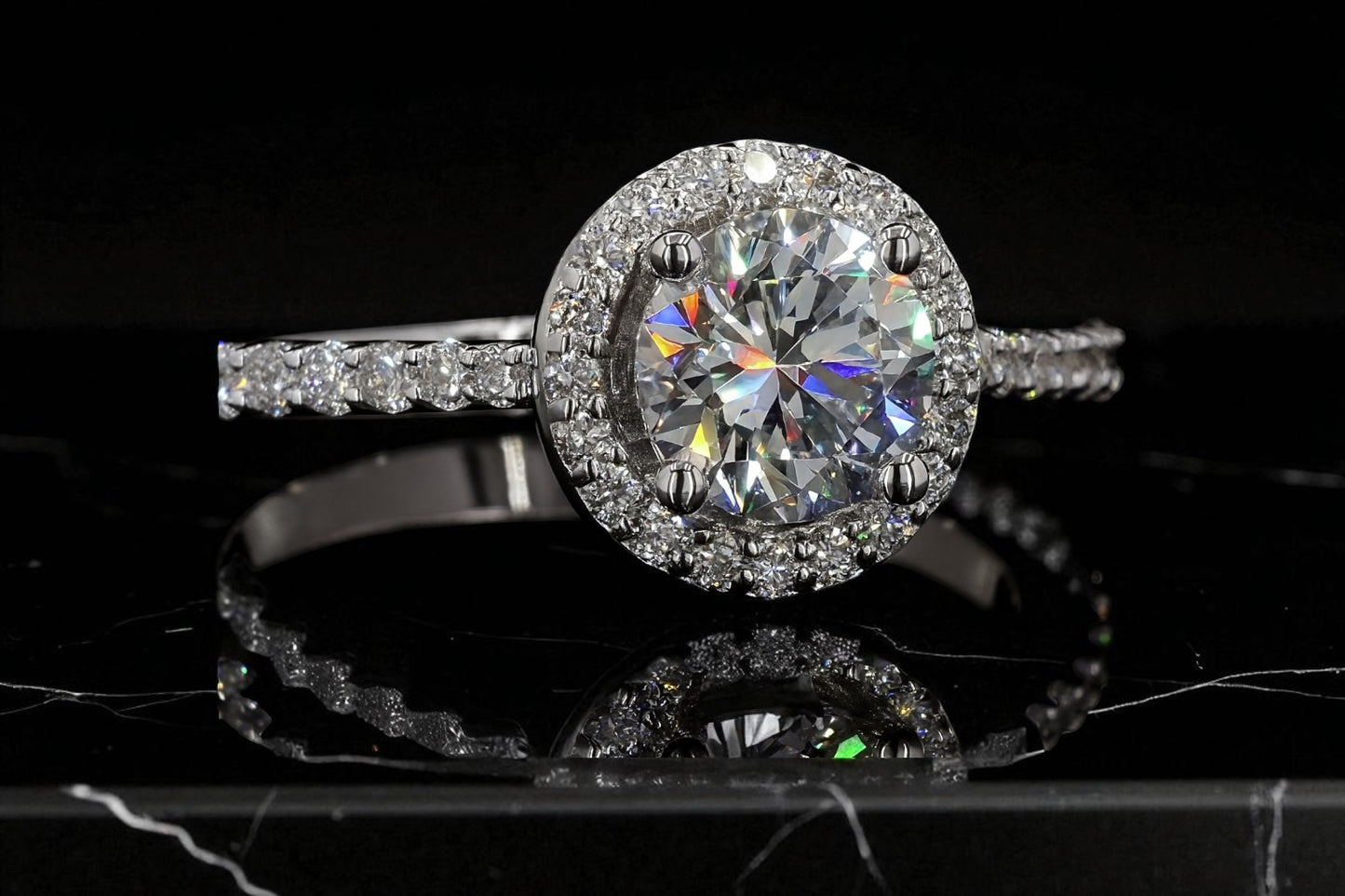 Halo Round Brilliant Cut Engagement Ring