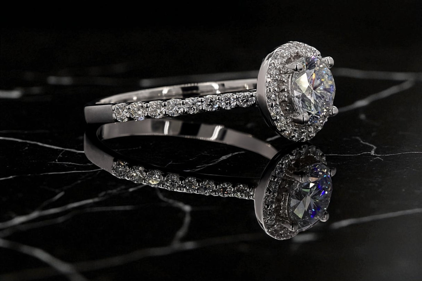 Halo Round Brilliant Cut Engagement Ring