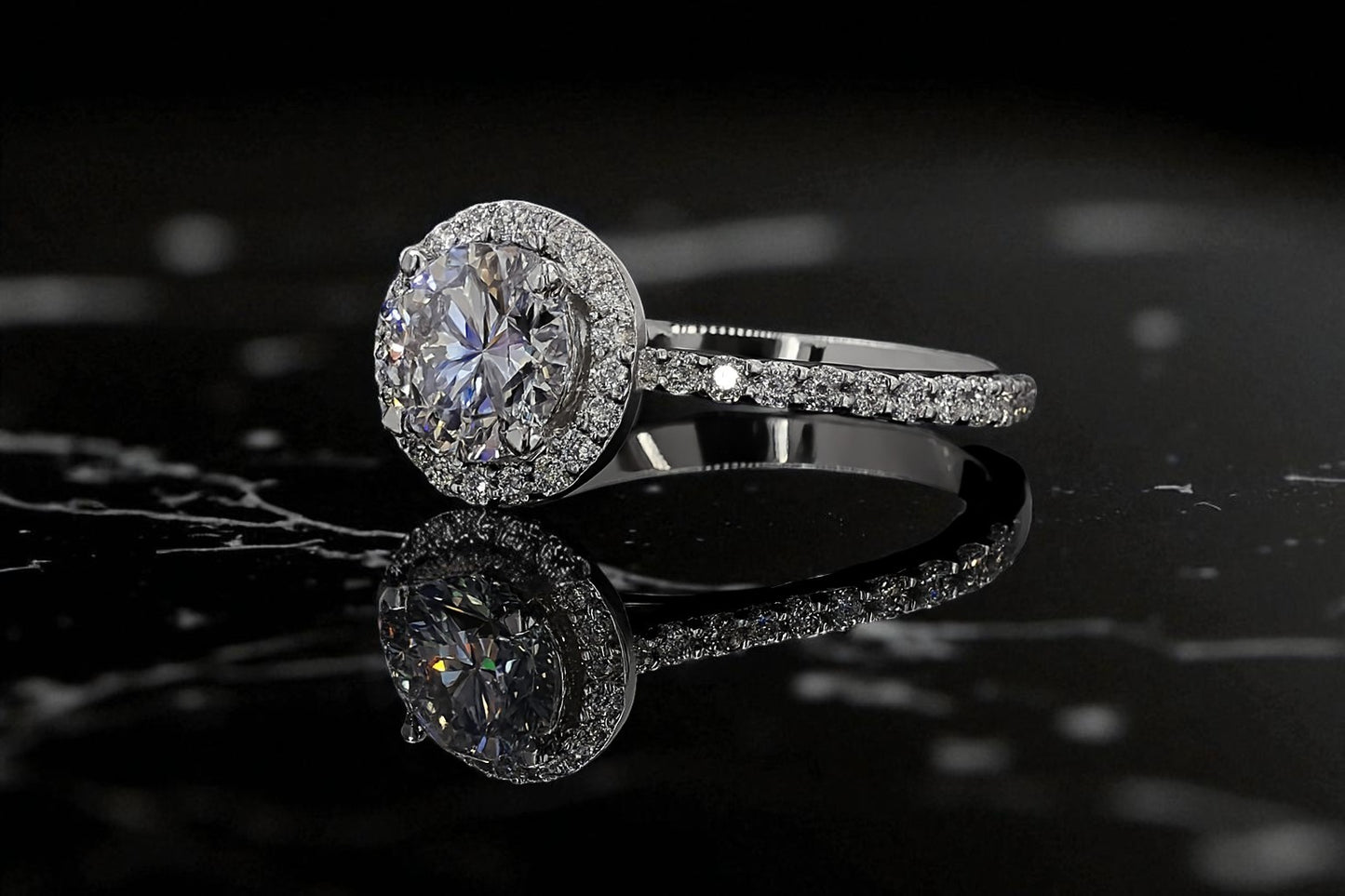 Halo Round Brilliant Cut Engagement Ring