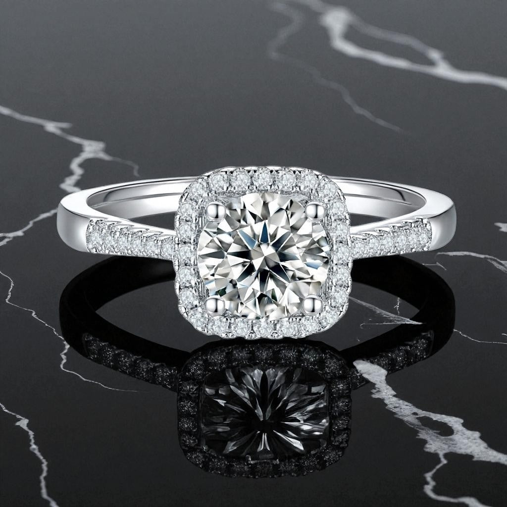 Cushion Halo Round-Cut Ring
