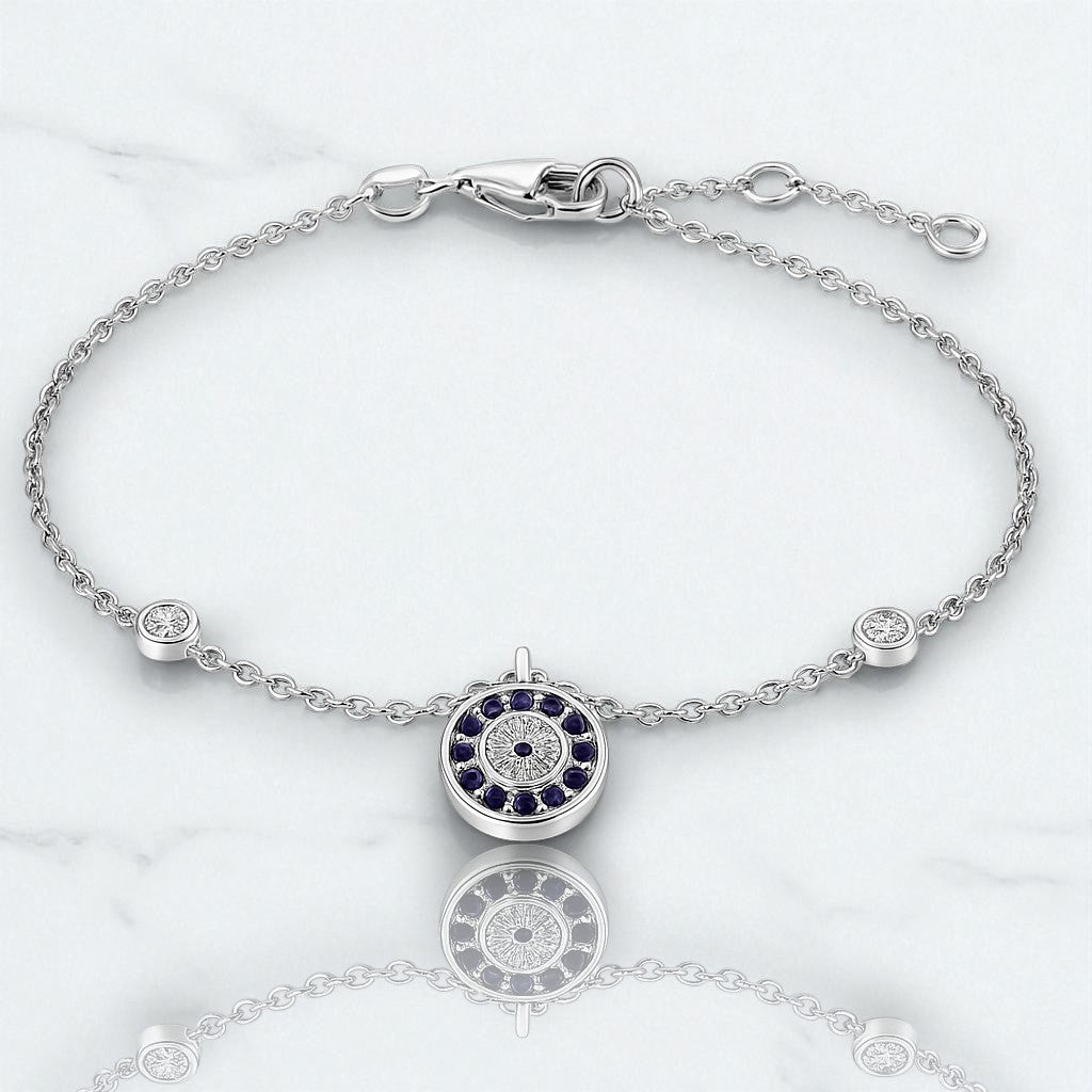 Evil Eye Sapphire & Diamond Charm Bracelet