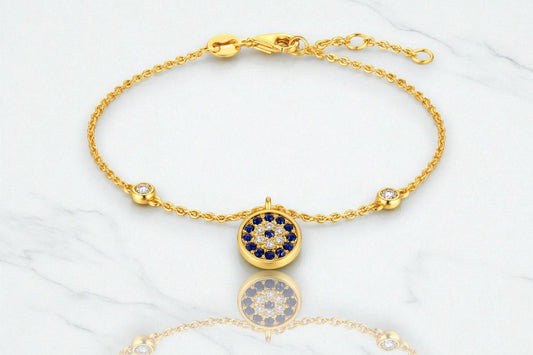 Evil Eye Sapphire & Diamond Charm Bracelet