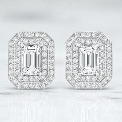 1ct Double-Halo Moissanite Stud Earrings