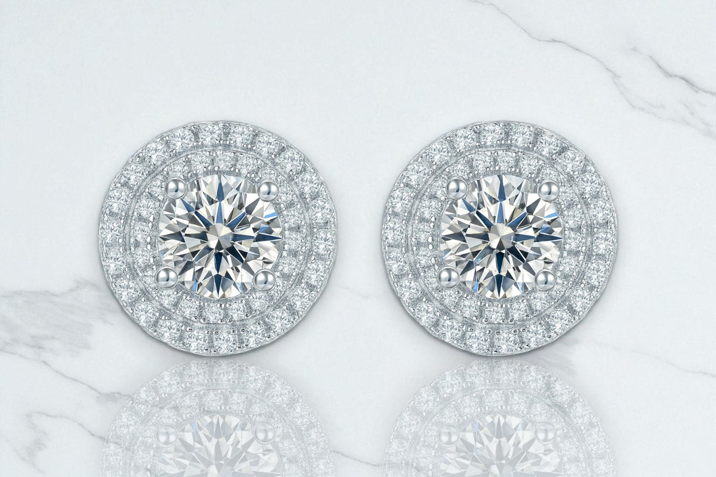 Double Halo Moissanite Studs 1ct TDW