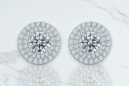 Double Halo Moissanite Studs 1ct TDW