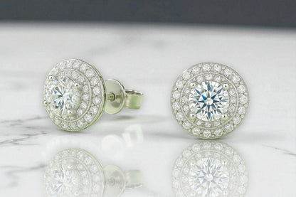 Double Halo Moissanite Studs 1ct TDW