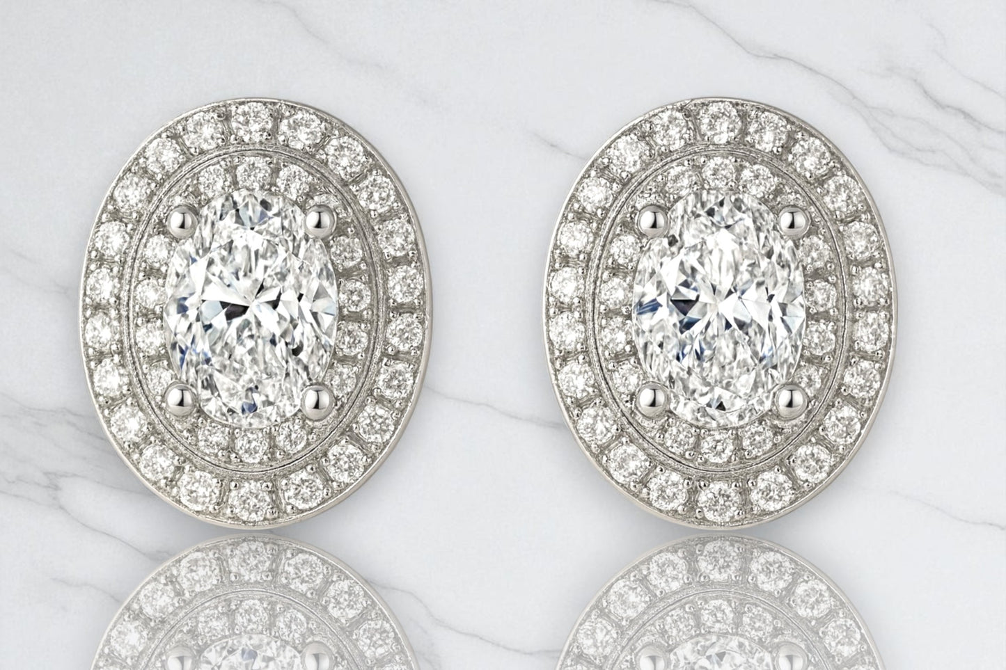 Lulu Oval Halo Moissanite Studs 1ct TDW