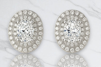 Lulu Oval Halo Moissanite Studs 1ct TDW