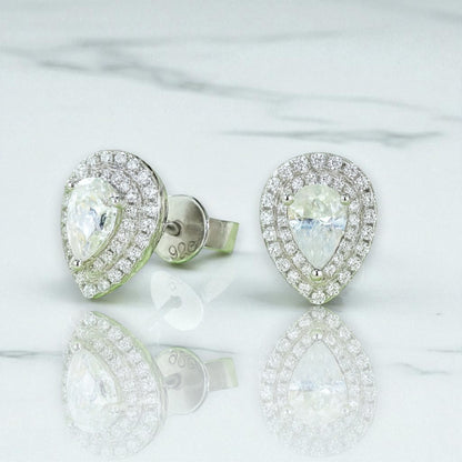 Aurelia Pear Halo Studs 1ct TDW
