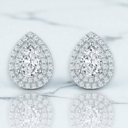 Aurelia Pear Halo Studs 1ct TDW