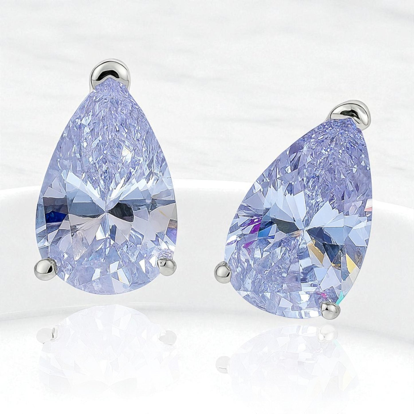 Canary & Ice-Lilac Pear Studs