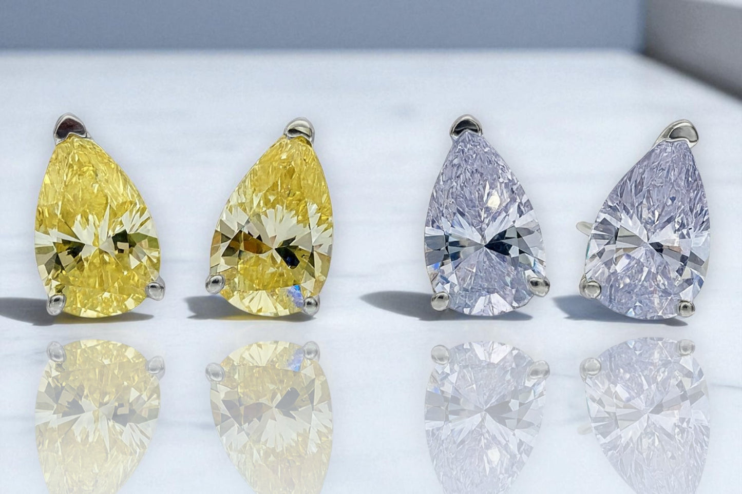 Canary & Ice-Lilac Pear Studs