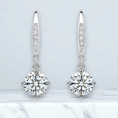 Lumière Pavé Bar Drop Earrings 1ct