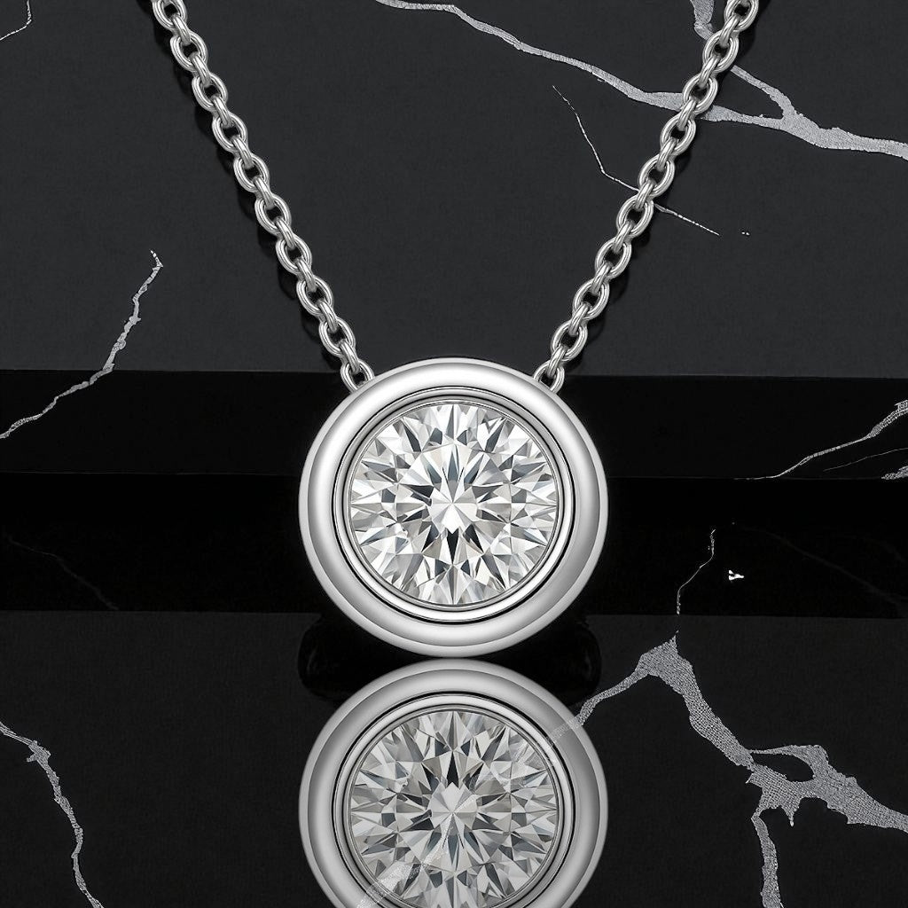 Luna Solitaire Bezel Diamond Pendant