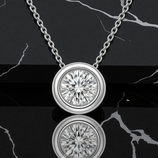 Luna Solitaire Bezel Diamond Pendant
