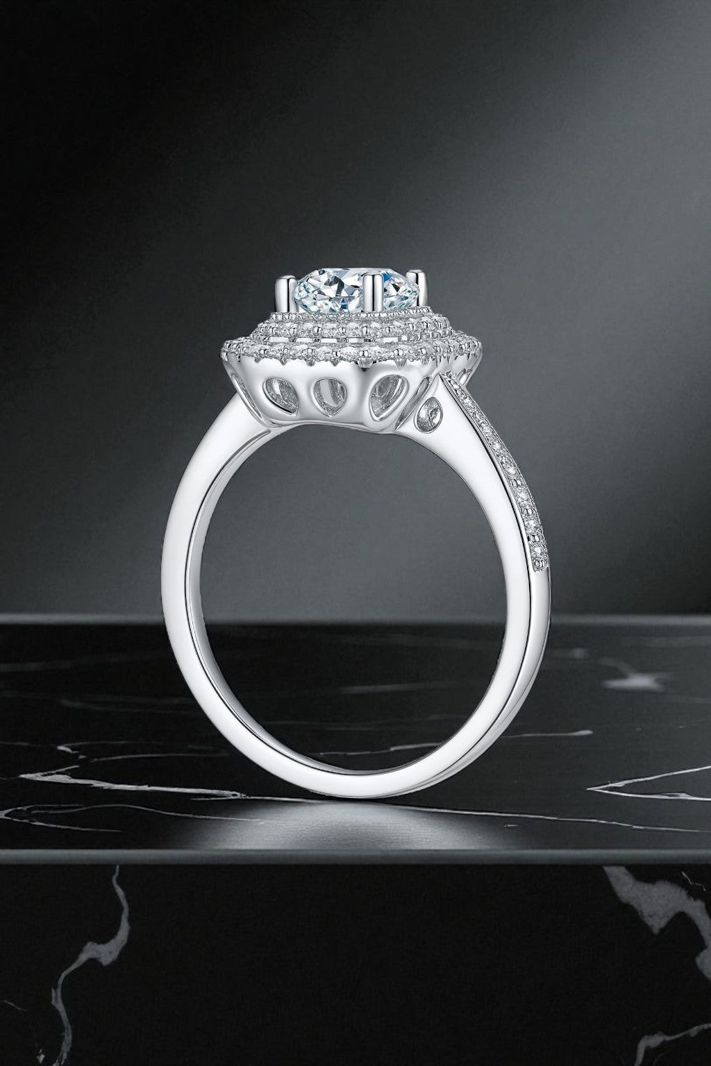 Emerald-Cut Double Halo Ring