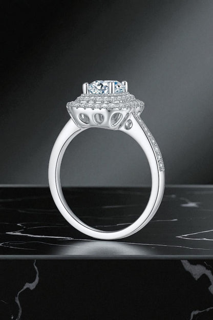 Emerald-Cut Double Halo Ring