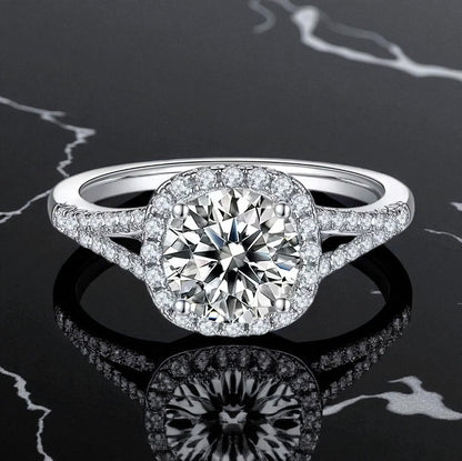 Round Halo Split Shank Ring 1.5ct