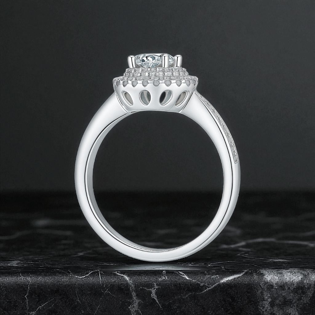 Oval Double Halo Diamond Ring 1ct