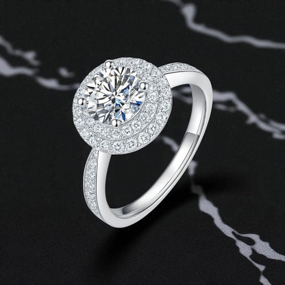 Round-Cut Double Halo Diamond Ring 1ct