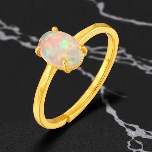 Oval Opal Solitaire Ring