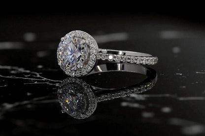 Halo Round Brilliant Cut Engagement Ring
